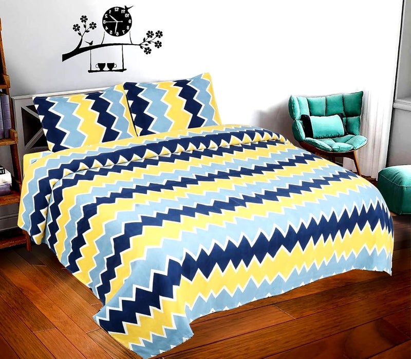 STARNSTYLE Polycotton 220 TC Floral Printed King Size Double Bedsheet with 2 Pillow Covers, Yellow Weavs - Image 2